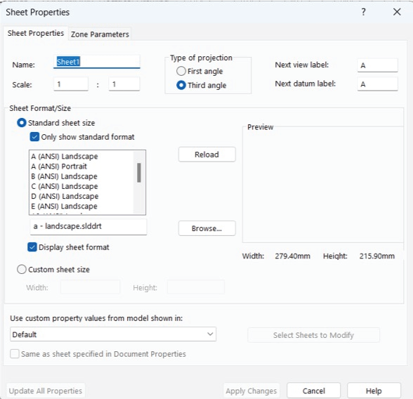 list of available sheet templates 4