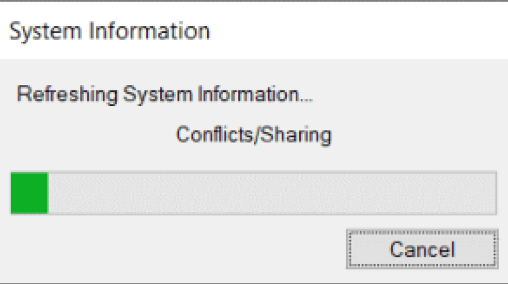 Click the "Problem Capture" tab to open the "System Information" dialog.