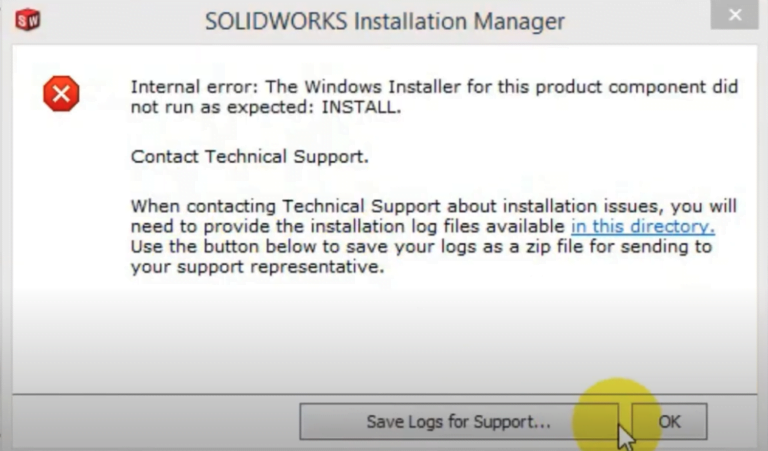 Internal Error Dialog