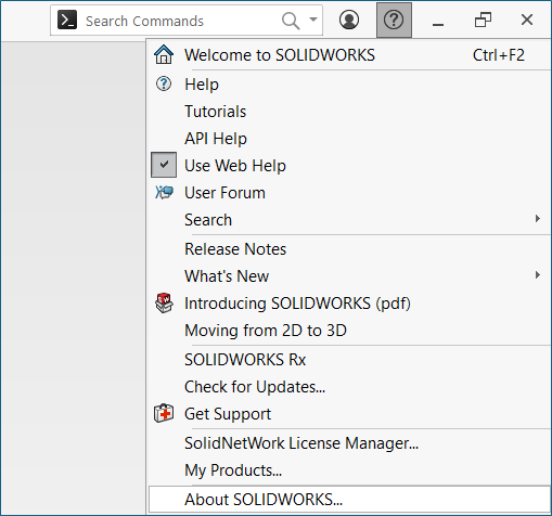 SOLIDWORKS ABOUT TAB