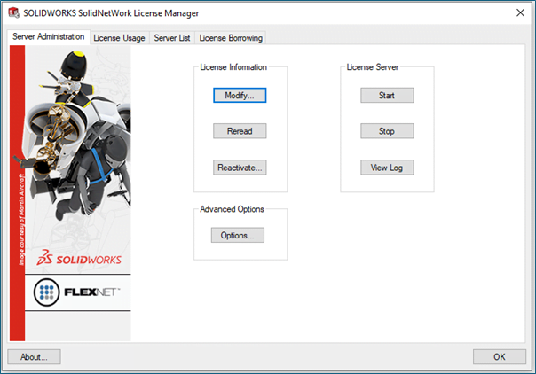 SOLIDWORKS - License Usage Tab