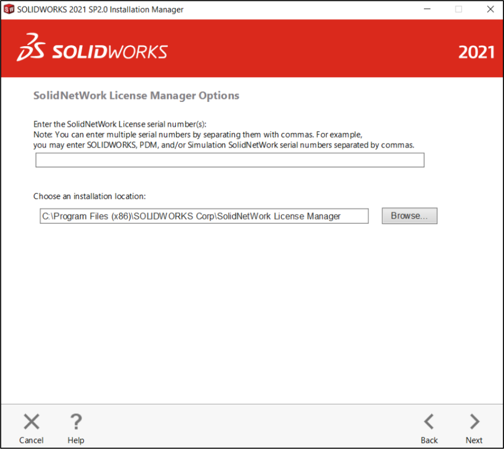 SOLIDWORKS Network License (SNL) Manager - Install Location