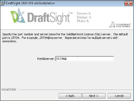 Draftsight Installation - Port Server