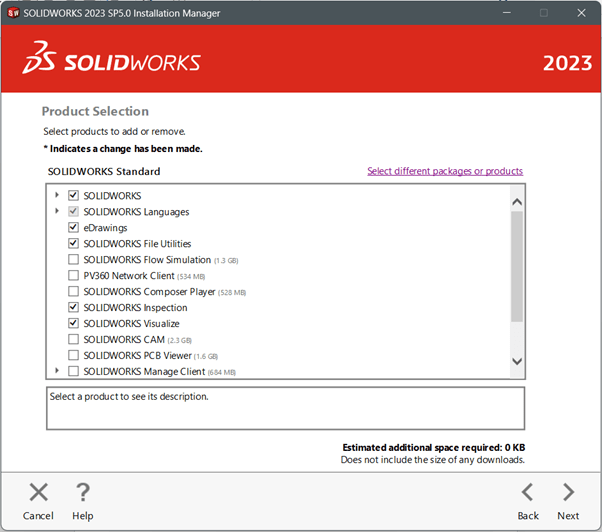 SOLIDWORKS Product Selection