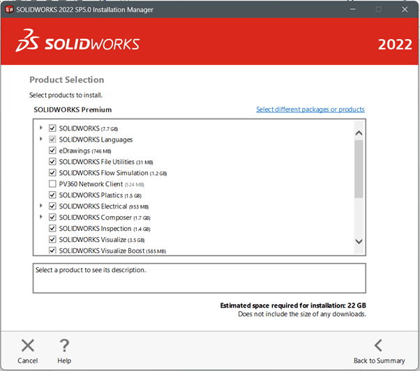 SOLIDWORKS Product Selection