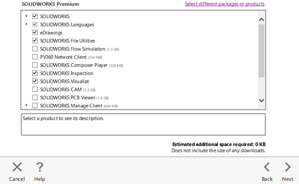 Choose SOLIDWORKS Products