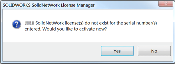 SOLIDWORKS SolidNetWork License Manager Dialog