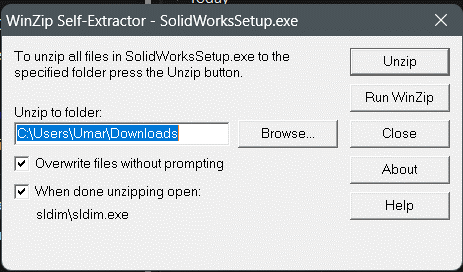 SOLIDWORKS Setup Extract