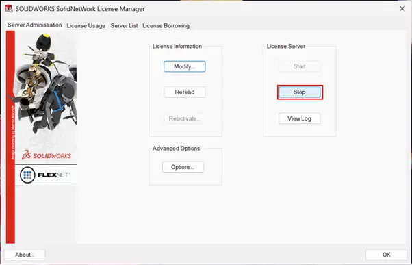 SOLIDWORKS Network License - Stop