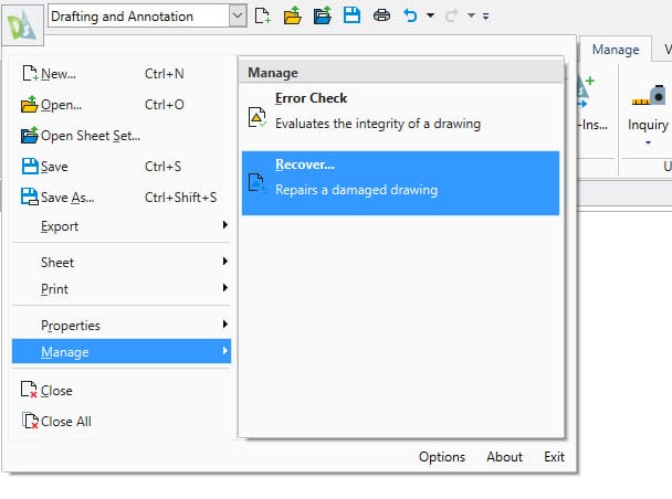 Draftsight - Recover