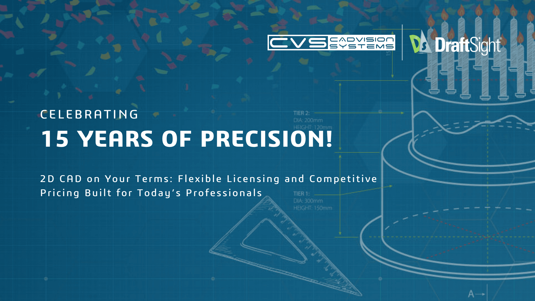 DraftSight 15 Anniversary dotcomm hero banner