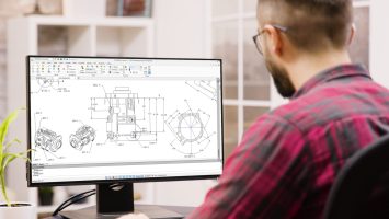 Male engineer working on a 3d design from home